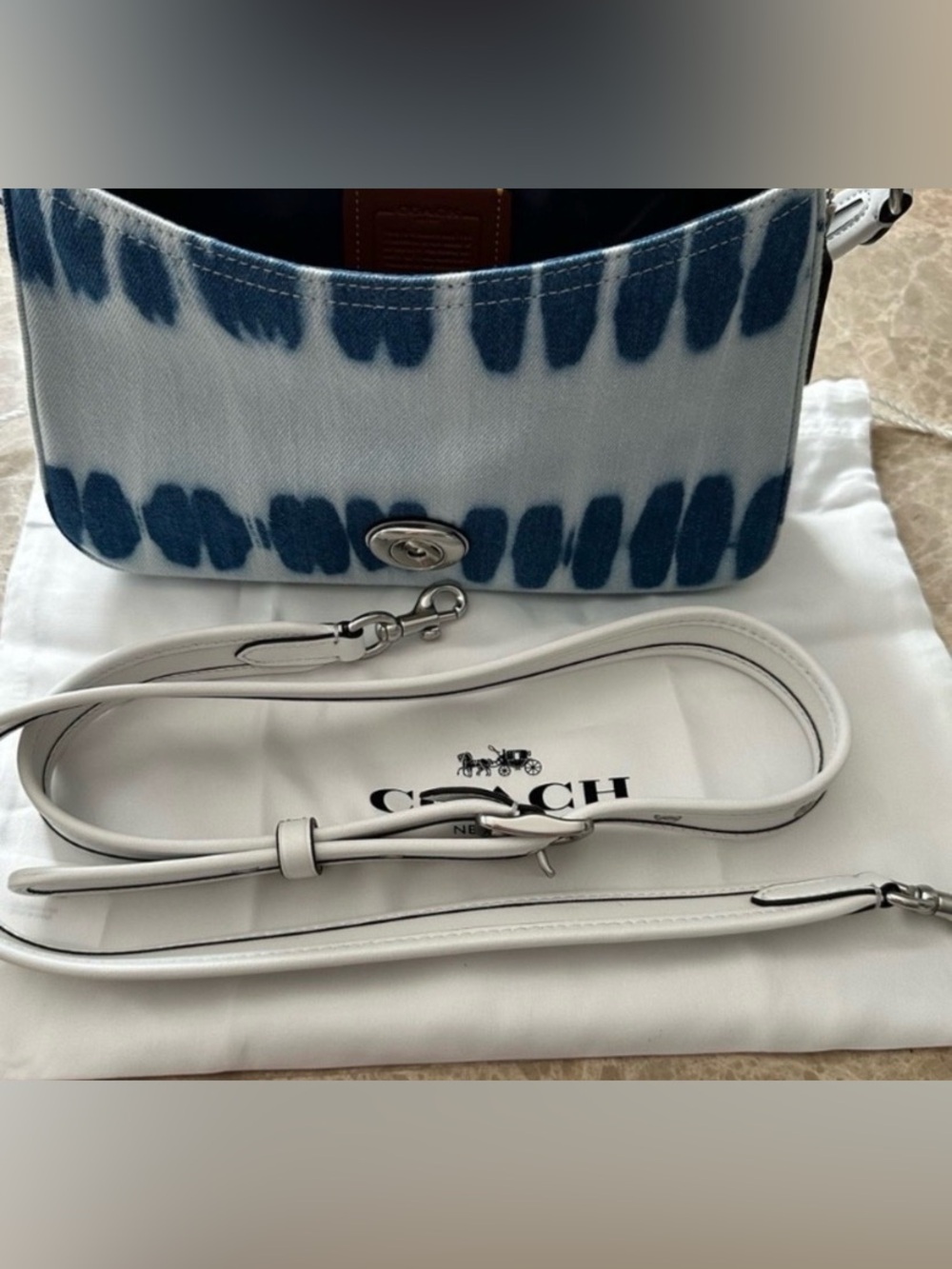Coach 1941 Blue Tie-Dye denim Crossbody/or shoulder bag.SOLD OUT EVERYWHERE - Picture 3 of 5